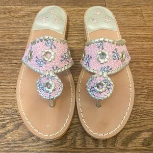 Jack Rogers | Women's Leather Pink Jacks Pirate Thong Sandal in Pink SIZE 7